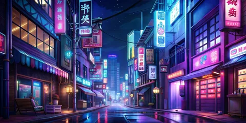 Sierkussen Tokio Neo Lights, neon signs are lit up on a city street at night, japanese neon signs, neon tokyo, cyberpunk streets in japan, japanese city at night, futuristic cyberpunk tokyo night, japanese downtown, j  © Bounpaseuth