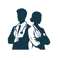 Vector Doctor silhouette Clip art isolated  illustration on a white background