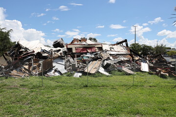 Fototapeta premium Demolished Building After Being Destroyed by Fire