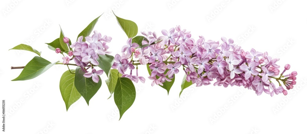 Aufkleber close-up view of a blossoming lilac branch isolated on a white background, perfect for design mock-u