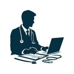 Vector Doctor silhouette Clip art isolated  illustration on a white background