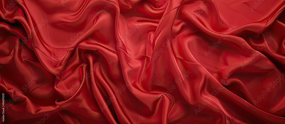 Poster background made of red silk fabric with a blank area for an image insertion, known as a copy space i