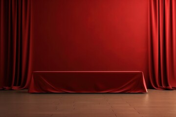 Fototapeta premium Red carpet backdrop stage red architecture.