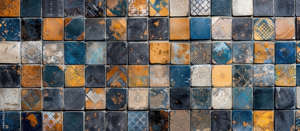 Poster a backdrop with a pattern of abstract tiles providing an opportunity for copy space image.
