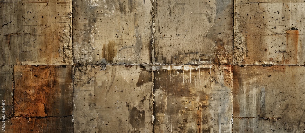 Poster texture of an aged concrete block wall in a faded brown hue with a background suitable for copy spac