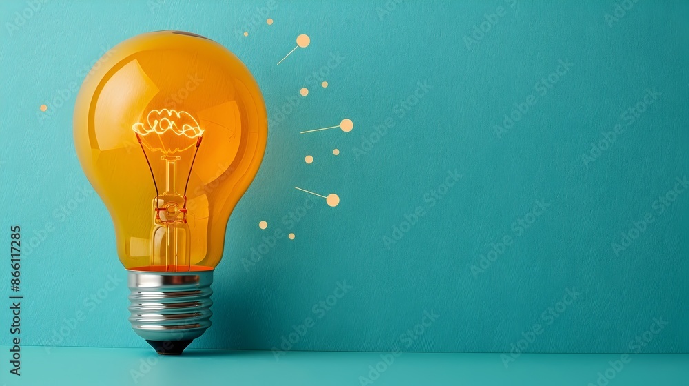 Poster light bulb idea in speech bubble representing sharing of innovative thoughts and creative concepts