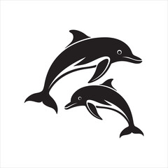 Fototapeta premium Dolphin silhouette design vector Art & Illustration AI Technology 