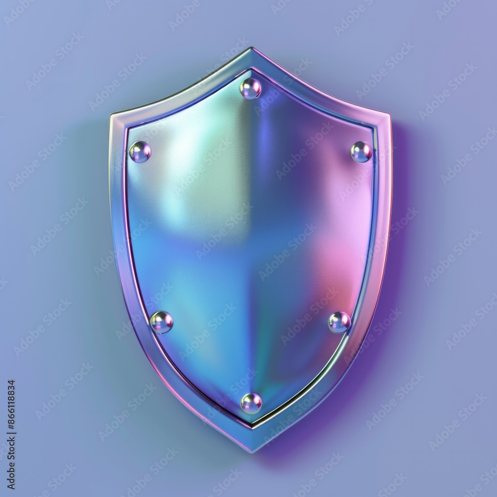 Poster 3d icon of digital privacy shield a metallic shield with a digital lock mechanism, positioned on a p