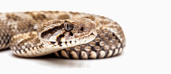Obraz premium A Dwarf Mojave rattlesnake (Crotalus scutulatus) with copy space image on white isolated background.