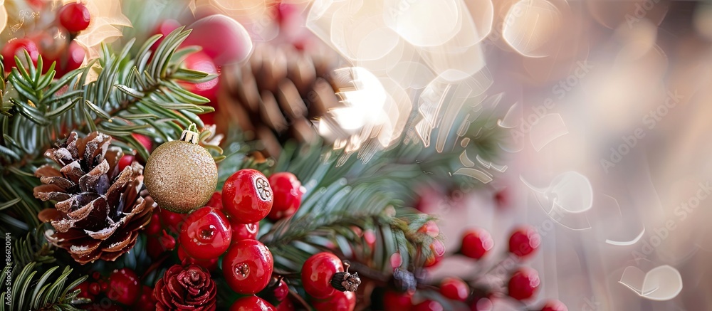 Poster a christmas-themed close-up photograph with empty space for text or graphics. image with copy space