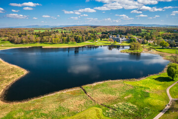 Fototapeta premium Dromoland Castle with golf course in County Clare on a summer day, Ireland