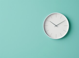 White wall clock on a blue background