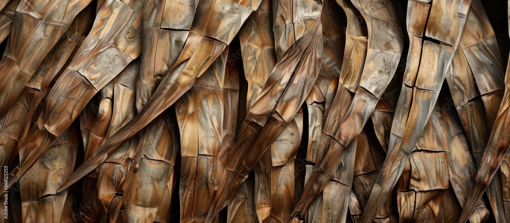 Poster brown palm bark creates an abstract backdrop with intricate nature designs, perfect for a copy space