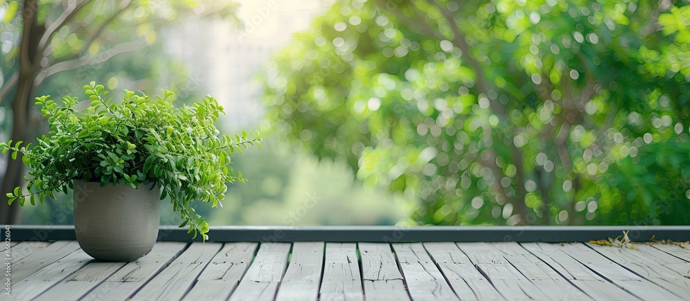 Poster blurry nature background with balcony and terrace, ideal for copy space image.