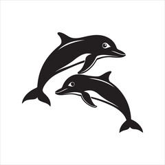 Fototapeta premium Dolphin silhouette design vector Art & Illustration AI Technology 