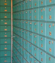 The post office building with mailboxes.