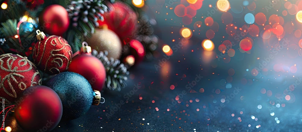 Poster festive ornaments for christmas and new year, providing a vibrant atmosphere in any space with a cop