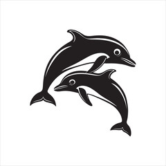 Obraz premium Dolphin silhouette design vector Art & Illustration AI Technology 