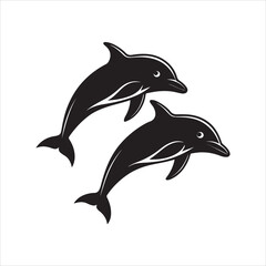Fototapeta premium Dolphin silhouette design vector Art & Illustration AI Technology 