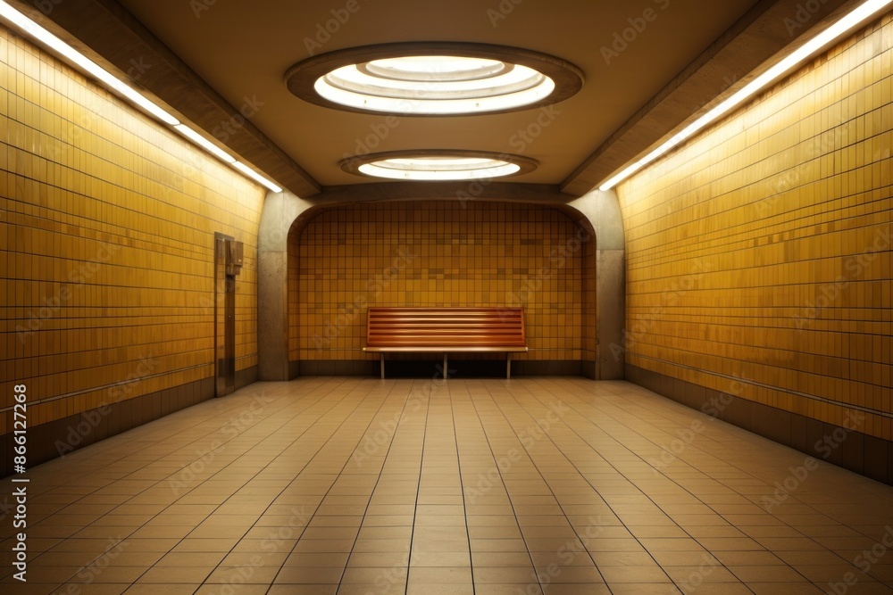 Poster subway station floor architecture illuminated.