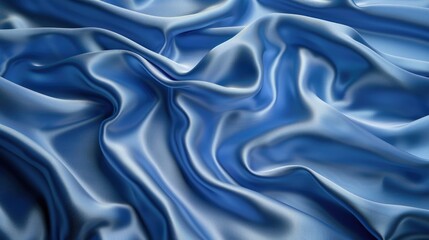 Obraz premium Blue silk satin fabric backdrop with copy space and gentle undulating folds for an elegant design