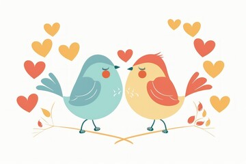Obraz premium Adorable Blue Birds in Love Surrounded by Heart Shapes - Perfect for Valentine's Day Generative ai