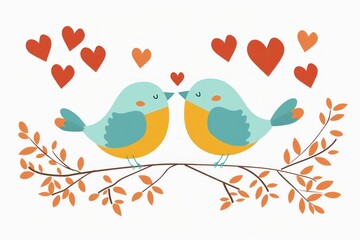 Adorable Blue Birds in Love Surrounded by Heart Shapes - Perfect for Valentine's Day Generative ai