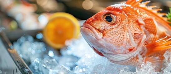 Among the favorite choices for sashimi, Kinmedai, also known as Golden Eye Snapper, is best served on ice. This Japanese delicacy features fresh raw fish thinly sliced with a visually pleasing copy