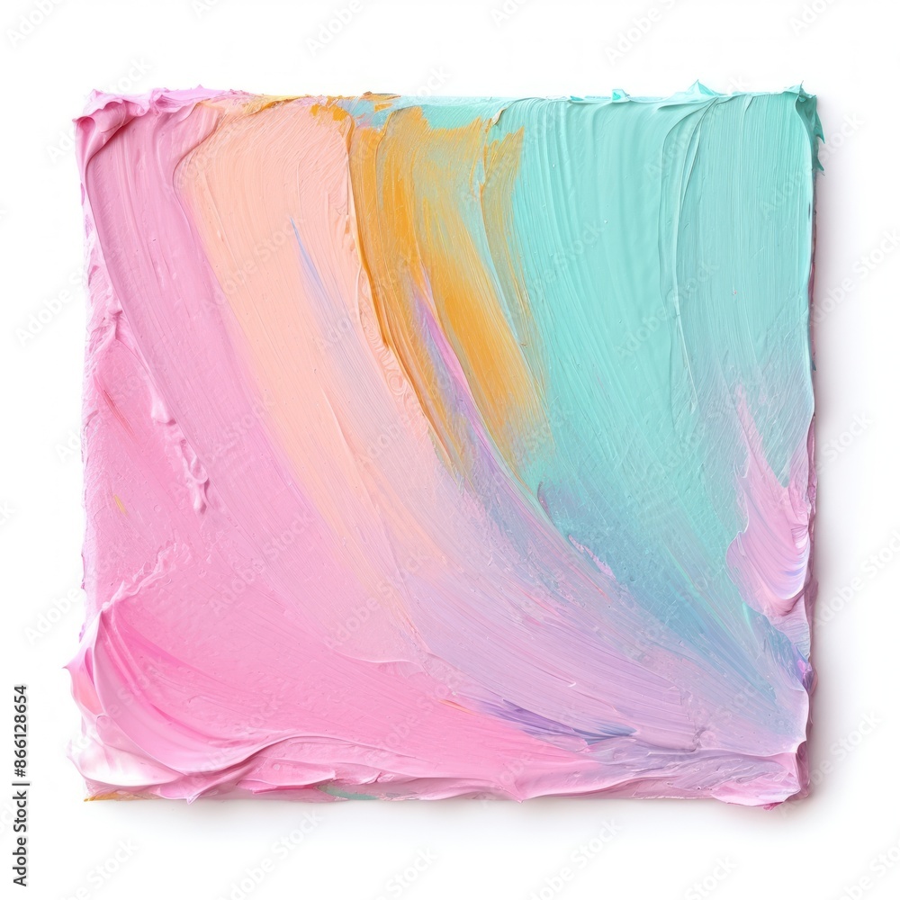 Poster flat pastel paint brushstroke in square shape backgrounds painting art.