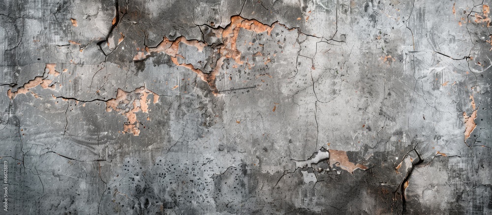 Poster abstract background with a textured old scratched concrete wall featuring a dark spot adding interes