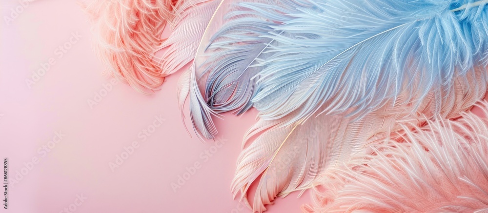 Aufkleber delicate colors enhance ostrich feathers in a close-up photo on a pastel background, neatly arranged