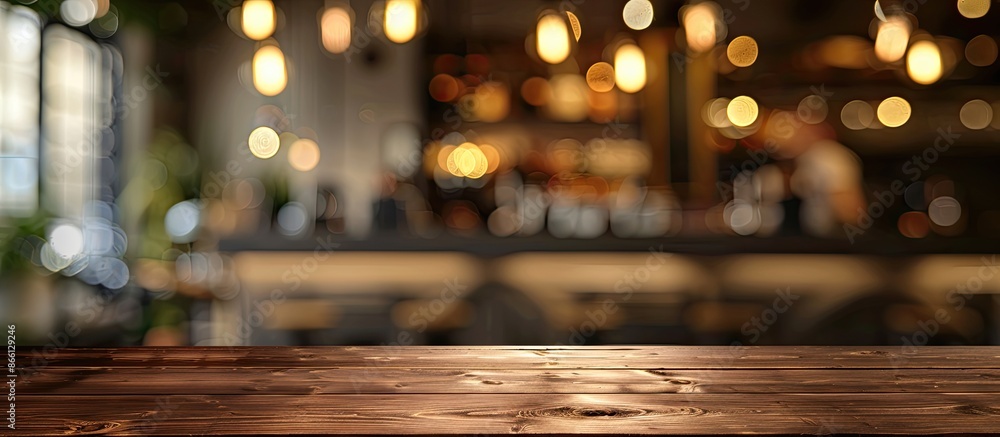 Aufkleber Blurry cafe background with an empty desktop, ideal for montage concept with copy space image.