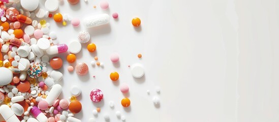Close-up of drugs on a white background with copy space image.