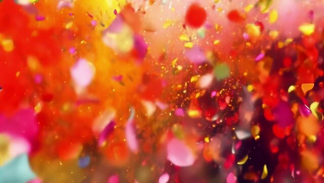 Get swept away by the dazzling display of festive confetti cannons creating an explosion of color and joy