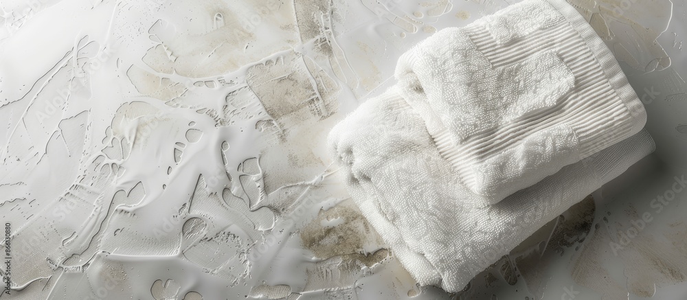 Aufkleber Cotton towel mock-up on abstract background with copy space image for text decoration, displaying a linen canvas design with artistic wale pattern.