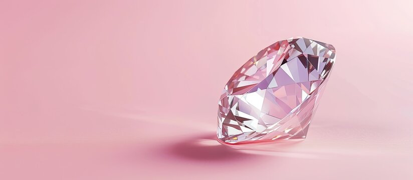 Copy space image of a diamond on a soft pink background.