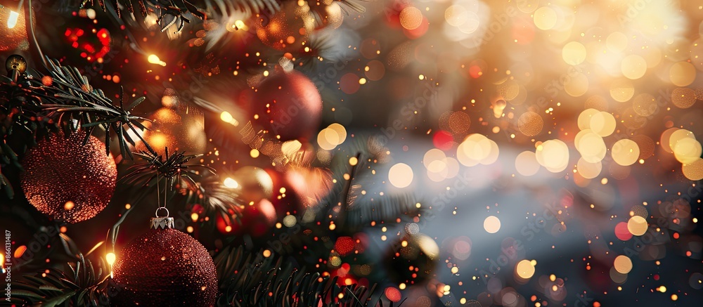 Poster abstract holiday background with fireworks on new year's eve and room for copy space image.