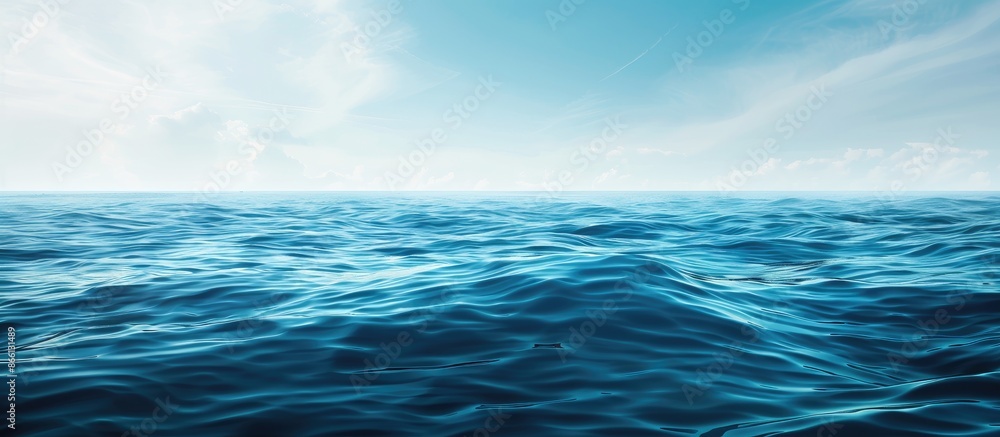 Poster blue sea or ocean backdrop with copy space image.