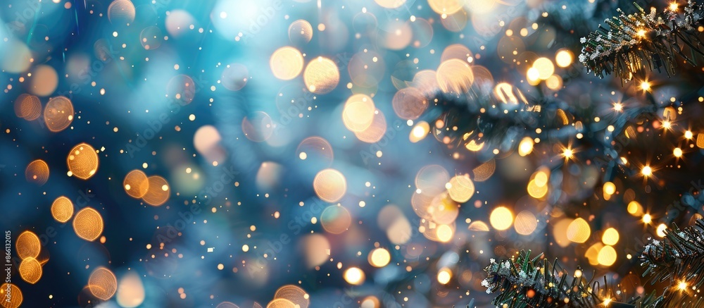 Poster blurred lights create a festive backdrop with copy space image.