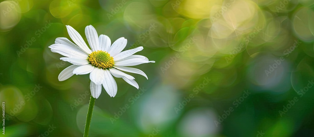 Poster Close-up of a daisy flower with a blurred green background providing a layer effect and selective focus, ideal for a copy space image.