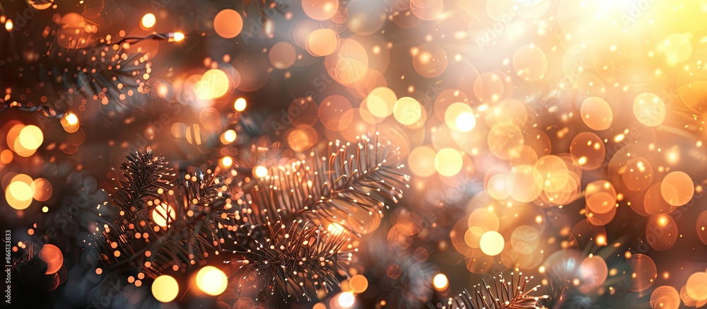 Poster Festive holiday card with a softly blurred bokeh effect perfect for Christmas and New Year greetings, allowing for adding text or images with copy space.