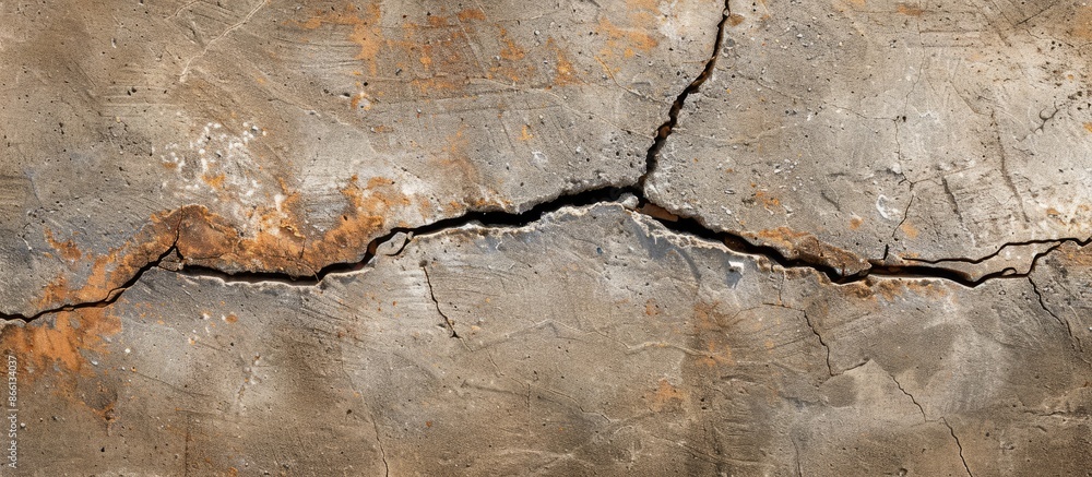 Aufkleber Close-up of a crack on the cement surface at a building corner with copy space image.