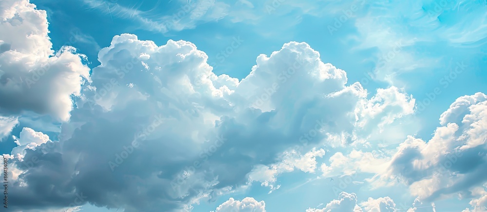 Poster cloud-dappled blue sky setting with copy space image.