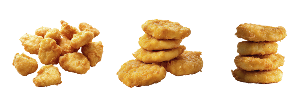 Set of delicious chicken nugget on transparent background.