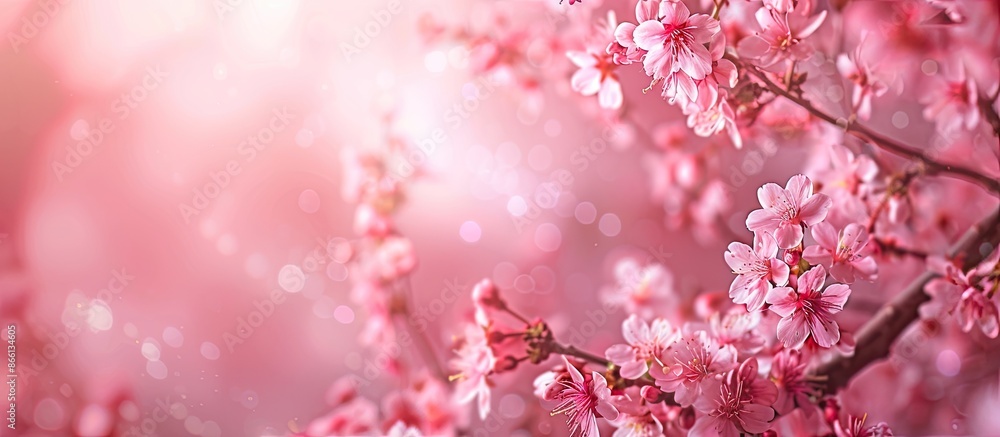 Aufkleber japanese cherry blossoms create a stunning backdrop in spring photographs with abundant copy space i