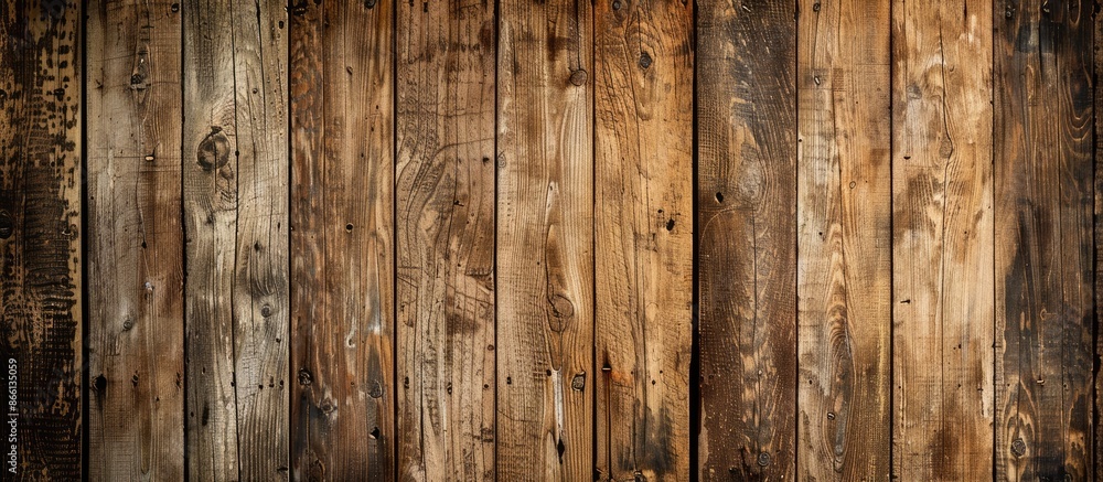 Aufkleber brown weathered wooden plank providing a rustic texture on an old wall, creating a natural pattern i