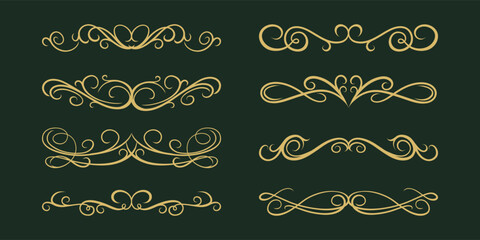 Set swirls decorative design elements. Victorian style