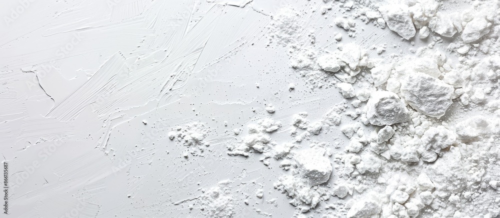 Poster A white snowy surface viewed from the top with copy space image available.