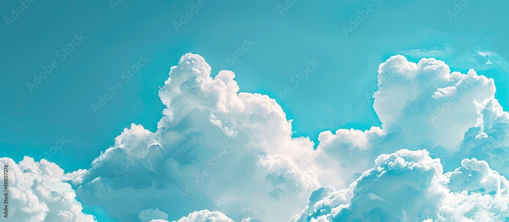 Poster blue sky backdrop with fluffy clouds for copy space image.