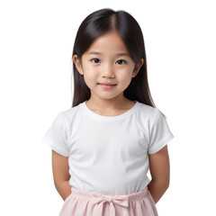 Portrait of an Asian boy posing on Isolated transparent background png. generated with AI